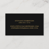 テニスコートインストラクターブラック金ゴールド 名刺 (裏面)