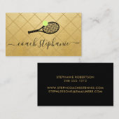 テニスコートインストラクターブラック金ゴールド 名刺 (正面/裏面)