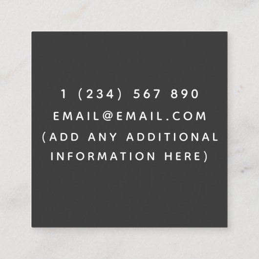 テニスコートインストラクター先生金ゴールドミニマルスポーツ スクエア名刺 (裏面)