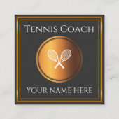 テニスコートインストラクター先生金ゴールドミニマルスポーツ スクエア名刺 (正面)