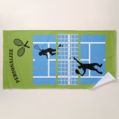 テニスコートデザインパーソナライズ ビーチタオル (正面)