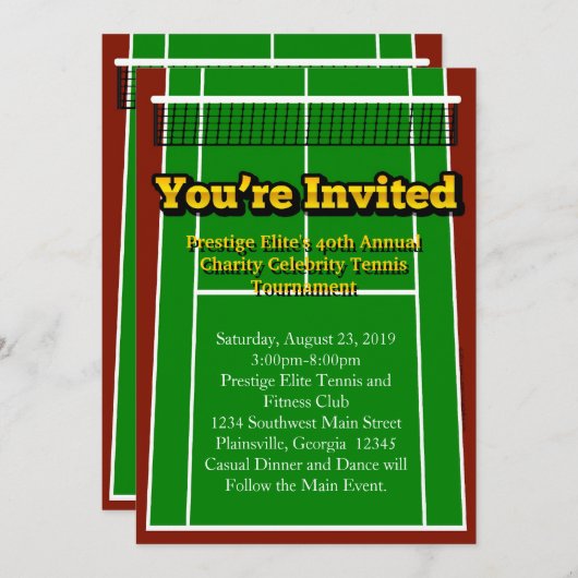 テニスコートレイアウトグラフィック招待状 招待状 (正面/裏面)