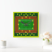 テニスコート及びテニスラケット スクエア壁時計 (ホーム)