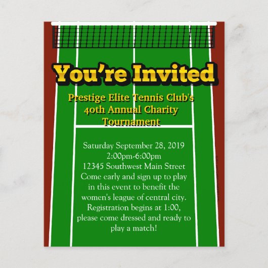 テニスコート招待されましたカスタムスモールフライヤー チラシ (正面)