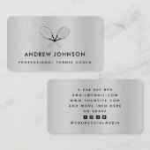テニスコート金属製ラケットロゴソーシャルメディア 名刺 (正面/裏面)
