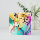 テニスサンキューカードと女性選手 サンキューカード (スタンド正面)