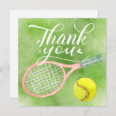 テニスサンキューカードラケットとボールウォーター色 サンキューカード (正面/裏面)