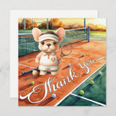 テニスサンキューカードラケットとボールウォーター色 サンキューカード (正面/裏面)