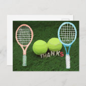 テニスサンキューカード2球とラケット ポストカード (正面/裏面)