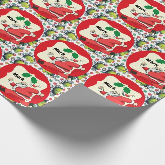 テニスサンタクロースのクリスマステーマ ラッピングペーパー (角)