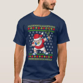 テニスサンタクロースの醜いクリスマスセーターのパターン Tシャツ (正面)