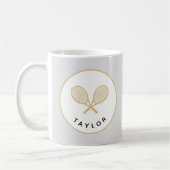 テニスシックプレーヤーギフトブラック&金ゴールドカスタム コーヒーマグカップ (左)