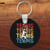 テニスシルエットレトロカラーヴィンテージプレーヤー キーホルダー (正面)