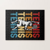 テニスシルエットレトロカラーヴィンテージプレーヤー ジグソーパズル (横)