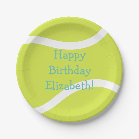 テニスシンプルボール誕生日パーティー紙プレート ペーパープレート (正面)