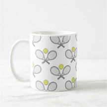 テニスシームレスパターン – ラケットとボールを白に