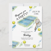 テニススポーツの誕生日パーティーにようこそ 招待状 (正面)