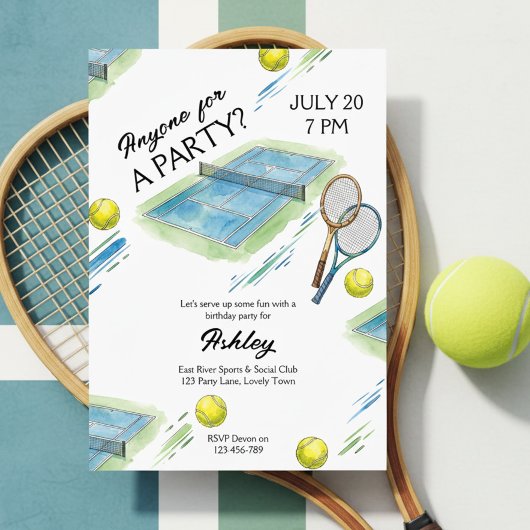 テニススポーツの誕生日パーティーにようこそ 招待状