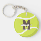 テニススポーツギフト女の子たちパーソナライズされた キーホルダー (正面)