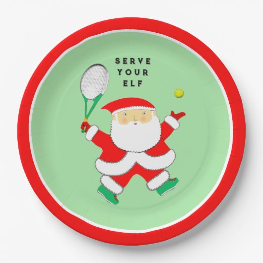 テニススポーツクリスマスパーティー紙プレート ペーパープレート (正面)