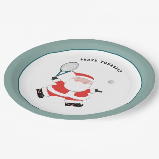 テニススポーツクリスマスパーティー紙プレート ペーパープレート (アングル)