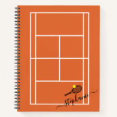 テニススポーツクレイパーソナライズされたコート ノートブック (正面)