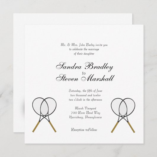テニススポーツテーマ結婚式招待状 招待状 (正面/裏面)