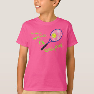 テニススポーツ誕生パーティーピンク Tシャツ