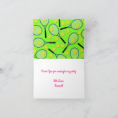 テニススポーツ誕生日パーティーピンクありがとう カード (内部)