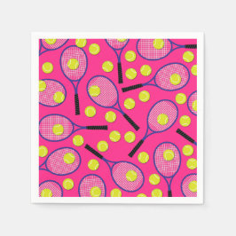 テニススポーツ誕生日パーティーピンク スタンダードカクテルナプキン