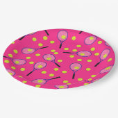 テニススポーツ誕生日パーティーピンク ペーパープレート (アングル)