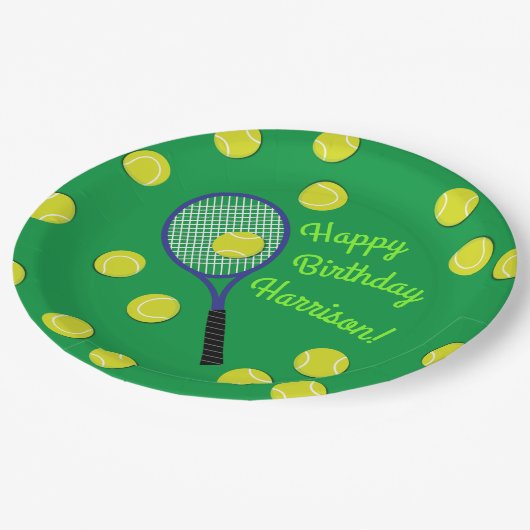 テニススポーツ誕生日パーティー ペーパープレート (アングル)