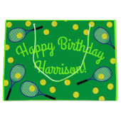 テニススポーツ誕生日パーティー ラージペーパーバッグ (正面)