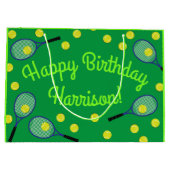 テニススポーツ誕生日パーティー ラージペーパーバッグ (裏面)