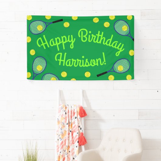 テニススポーツ誕生日パーティー 横断幕 (インサイチュ)
