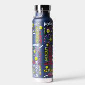 テニススポーツ赤い白いイエロー名前をカスタムする ウォーターボトル (右面)