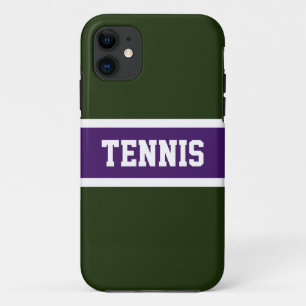 テニススポーティはっきりしたパープルフォレストグリーンストライプズ iPhone 11 ケース