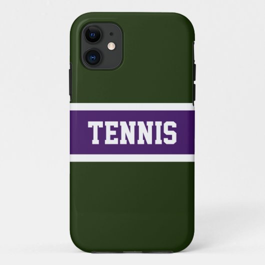 テニススポーティはっきりしたパープルフォレストグリーンストライプズ Case-Mate iPhoneケース (裏面)