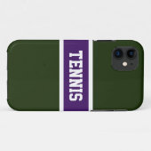 テニススポーティはっきりしたパープルフォレストグリーンストライプズ Case-Mate iPhoneケース (裏面(横))