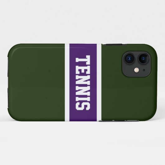 テニススポーティはっきりしたパープルフォレストグリーンストライプズ Case-Mate iPhoneケース (裏面(横))