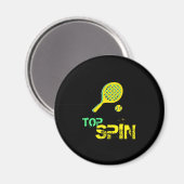 テニススポーポップ・アートのツアート、グリーン&イエローラケット&ボール マグネット (正面/裏面)