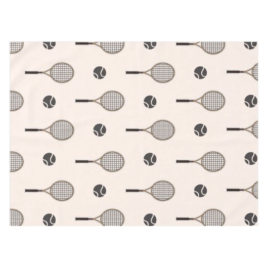 テニスソフトピンク&ブラウン名前をカスタムするガーリースポーツ テーブルクロス (正面(横))