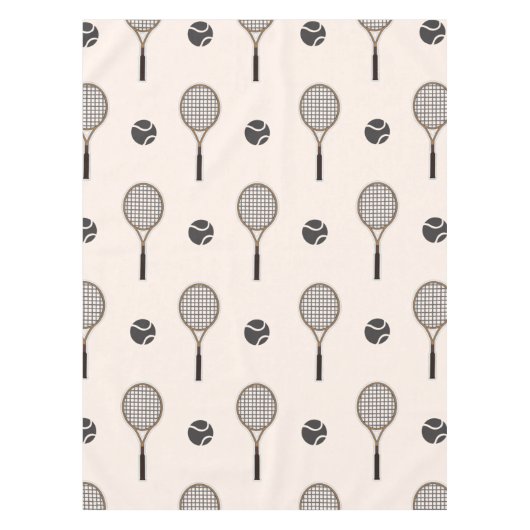 テニスソフトピンク&ブラウン名前をカスタムするガーリースポーツ テーブルクロス (正面)