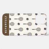 テニスソフトピンク&ブラウン名前をカスタムするガーリースポーツ Case-Mate iPhoneケース (裏面 (横))