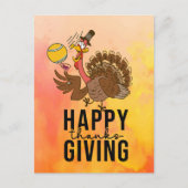テニスターキー感謝祭おもしろい漫画の休日 シーズンポストカード (正面)