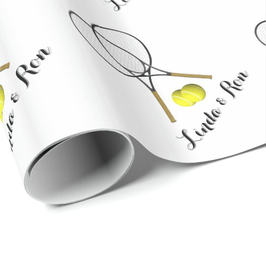 テニスダブルス名または文字白を追加 ラッピングペーパー (ロールコーナー)