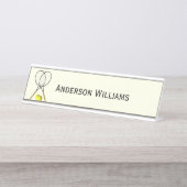 テニスダブルズクリームパーソナル デスクネームプレート (正面)