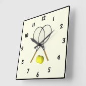 テニスダブルズクリーム スクエア壁時計 (傾斜)