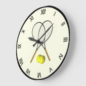 テニスダブルズクリーム ラージ壁時計 (傾斜)