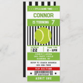 テニスチケットパス誕生日パーティーの招待状 招待状 (正面/裏面)